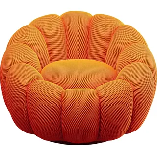 Kare Design Drehsessel Peppo Bloom, Orange, 40 cm Sitzhöhe, Polstersessel, Relaxsessel, 360 Grad Drehbar, Wohnzimmer, 68x94x94 cm (H/B/T)