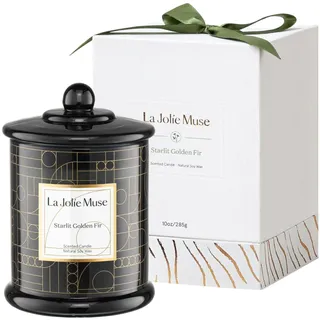 70 Stunden Brenndauer, LA JOLIE MUSE Starlit Golden Fir Kerzen, Zedernholz Kerzen, Duftkerzen für Zuhause, Natürliche Sojawachskerzen, Winterkerzen, 10 oz