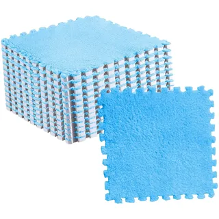 10pcs Plüsch Puzzle Bodenschaummattenfliesen Schneiden Ineinandergreifende Teppichfliesen Meerblau (Meeresblau)