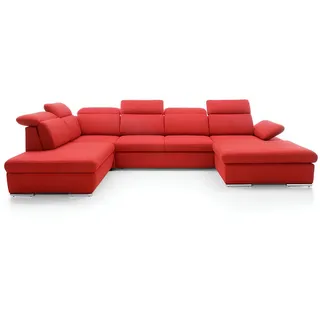 Xlmoebel Wohnlandschaft Rotes Ledersofa mit gemütlicher Polsterung für stilvolles Wohnen, Wohnlandschaft, Hergestellt in Europa rot