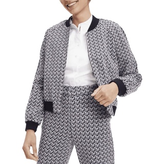 Tommy Hilfiger Damen Jacke Anorak Übergangsjacke mit Reißverschluss, langärmlig , Größe:36, Farbe:Schwarz-schwarz,weiß