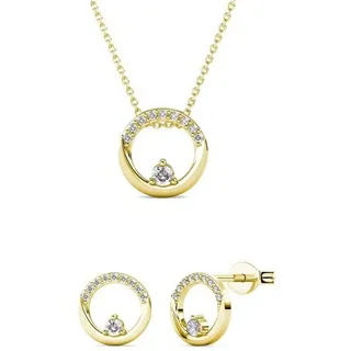 Ella Eisvogel Schmuckset Klarinen - Set : Halskette, Ohrringe & 30 Kristalle, 18 Karat goldfarben