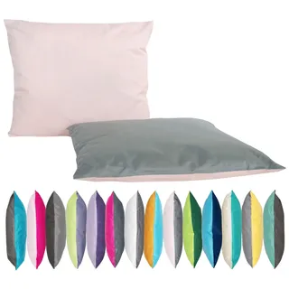 JACK 2-farbiges Wende Outdoor Lounge Kissen 30x50cm Dekokissen inkl. Füllung Wasserfest Sitzkissen Garten Stuhl, Farbe:Grau - Rosa