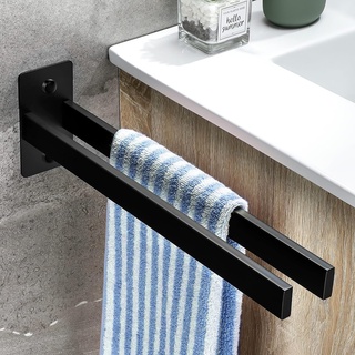 Purpledi Handtuchhalter Schwarz, Selbstklebend Schwarz Handtuchstange ohne Bohren Badetuchhalter für Badezimmer und Küche, 39cm