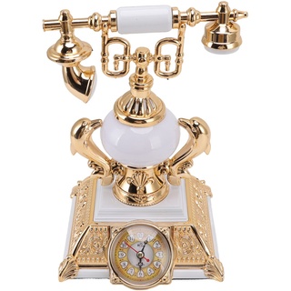 Fockety Retro-Telefonuhr, Vintage lauter Wecker Tischlampe mit warmem Licht, genaue Zeit, batteriebetrieben Antik altmodische Telefon Design Tischuhr für Arbeitszimmer Bauernhaus (8178-1)