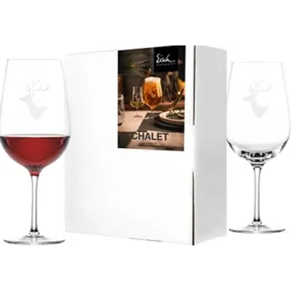 2er Set Eisch Rotweingläser Chalet Hirsch 655 ml Geschenkset mit Poliertuch