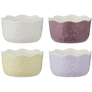 Mason Cash in The Meadow Auflaufförmchen-Set, 12 x 6 cm, 260 ml, Steingut, Dessert-, Dip- und Snack-Gerichte, Ofen-auf-Tisch, 4 Stück