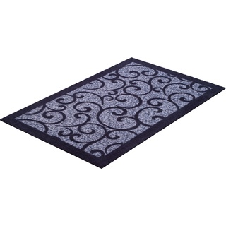 Teppich GRUND "Grillo" Teppiche Gr. B/L: 75 cm x 120 cm, 8 mm, 1 St., grau (grau, schwarz) Esszimmerteppiche Teppiche In- und Outdoor geeignet, verspieltes Design, Teppich mit Bordüre
