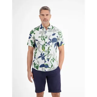 Kurzarmhemd LERROS "Sommerhemd in Hawaiian-Style", Herren, Gr. S, Normalgrößen, weiß, 80% Baumwolle, 20% Leinen, Hemden