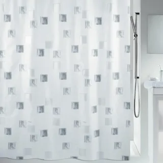 Spirella Textil-Duschvorhang Milano Silber 180 x 180 cm