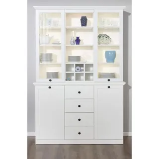 trendteam Buffet Baxter (großer Buffetschrank in Landhaus weiß, 120 x 194 cm) 17 Fächer weiß