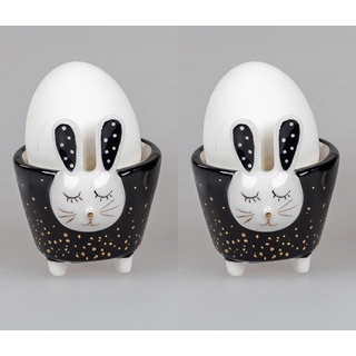 Small-Preis Eierbecher Oster Eierbecher von Formano im 2er Set schwarz weiß Trend Style, aus Keramik schwarz