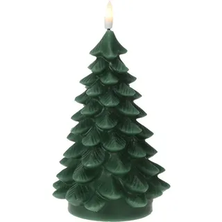 Led Motiv Wachskerze grün 19 cm - Tannenbaum - Weihnachtskerze Batterie betrieben mit Timer - Weihnachtsdeko Motivkerze Weihnachtsbaum Dekokerze