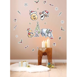 Disney Deco-Sticker von Komar - Winnie Pooh Christmas - Größe: 50 x 70 cm - 26 Teile - Wandtattoo, Kinderzimmer, Dekoration, Weihnachten