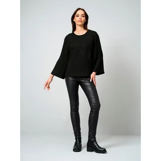 Alba Moda Schlupfbluse Bluse mit Perlenmotiv schwarz 36