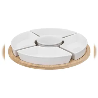 SECRET DE GOURMET - Rundes 6-teiliges Snack-Set aus weißem Bambus
