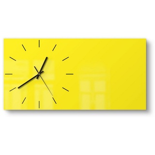 DEQORI Wanduhr 'Unifarben - Gelb' (Glas Glasuhr modern Wand Uhr Design Küchenuhr) gelb 60 cm x 30 cm
