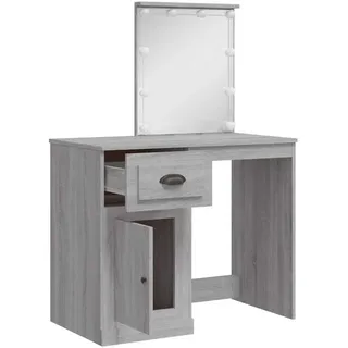 vidaXL Schminktisch mit LED-Leuchten Grau Sonoma 90x42x132,5 cm