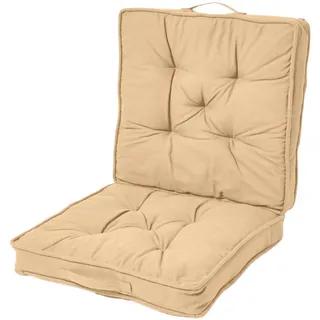 Homescapes Reisekissen beige, Auto-Sitzkissen mit Rückenlehne, Klappsitzkissen für unterwegs