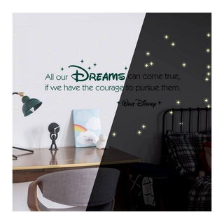 K&L Wall Art Wandtattoo All our dreams Leuchtsterne Gelb 110x40cm selbstklebend, Kinderzimmer Leuchtbild