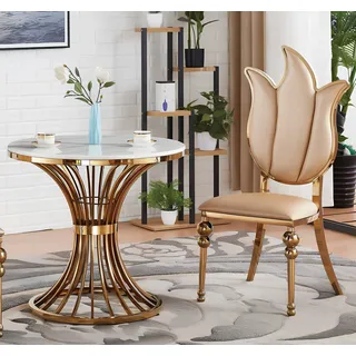 Xlmoebel Esstisch Eleganter Holztisch für gemütliche Mahlzeiten im Wohnzimmer (Esstisch, 1-St., Esstisch), Hergestellt in Europa goldfarben