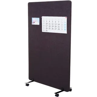 Akustik-Trennwand HWC-G77, Büro-Sichtschutz Raumteiler Pinnwand, doppelwandig rollbar Stoff/Textil - 127x80cm braun-grau