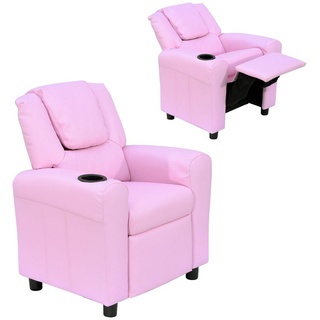 HOMCOM Sessel Kindersessel, Liegefunktion, Eingebauten Becherhalter, Rosa (Set, 1-St., Kindersofa für 3-6 Jahre alt), 62B x 56T x 69H cm rosa