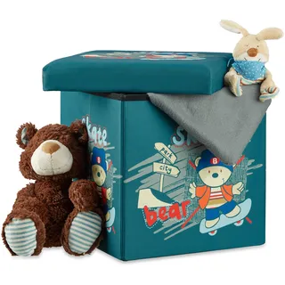 Relaxdays Sitzhocker für Kinder 38 x 38 x 38 cm 1-tlg. Bär
