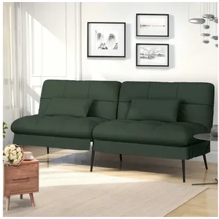 COMHOMA Schlafsofa Bettsofa mit Schlaffunktion, Klappsofa, Couch Gästebett mit verstellbare Rückenlehne aus Stoff grün