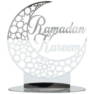 Mittelstücke Eid Mubarak Ornament Acryl Ramadan Tischdekoration Mond hohles muslimisches Tischschild Splitter
