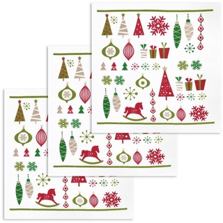 Kracht Geschirrtuch Weihnachtsschmuck, (Set, 3-tlg., Set), 3er Pack Frottee Küchenhandtücher (3 Stück), ca.50x50cm Baumwolle bunt