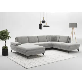 sit&more Wohnlandschaft SIT & MORE "Morris Jubi U-Form, B: 300 cm", grau (hellgrau), B:300cm H:83cm T:202cm, 100% Polyester, Sofas, Wohnlandschaft, mit Armteilfunktion & 1 Zierkissen, optional Bettfunktion