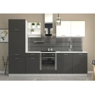 Küche komplett Prego - L 270 cm - Arbeitsplan 210 cm enthalten - grauer Graphit