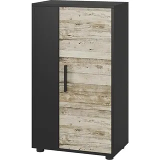 Vichy, Kommode + Sideboard, Kommode Berno, Schwarz/Sandeiche, 50.1 x 87.3 cm mit 2 Fächern