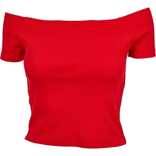URBAN CLASSICS T-Shirt Urban Classics Damen Ladies Off Shoulder Rib Tee (1-tlg) rot XL
