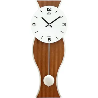 MPM Quality Design Pendeluhr, Dunkle Holz-Wanduhr, Hochwertige Verarbeitung Aus Holz Und Glas, Elegante Moderne Uhr, Präziser Quarz-Schrittmotor, Große Uhr Mit Pendel, Wohnzimmeruhren