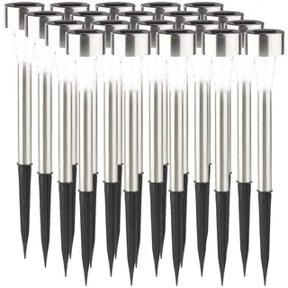 PEARL Solarleuchten-Set Garten: 20er-Set Mini-Solar-LED-Wegeleuchten mit Dämmerungssensor, IP44 (Solar-LED-Gartenleuchten, Wegeleuchten Erdspieß, Kleine)