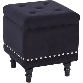 Beliani Hocker mit Stauraum Samtstoff schwarz LORETTO