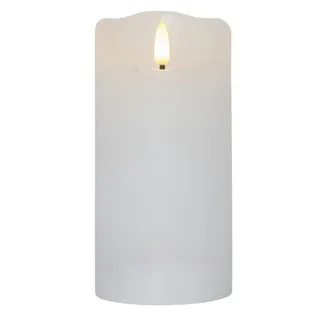 World-Trading-Net LED Kerze Rustik Optik Echtwachs flackernde Flamme H: 15cm Timer Batterie weiß