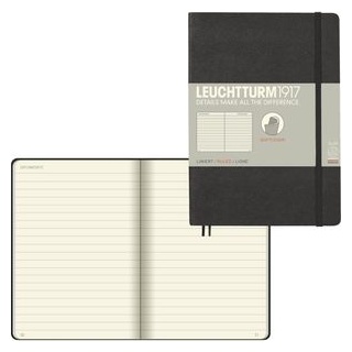 Leuchtturm1917 Notizbuch 308290 Medium, A5, 60 Blatt, schwarz, Softcover, liniert