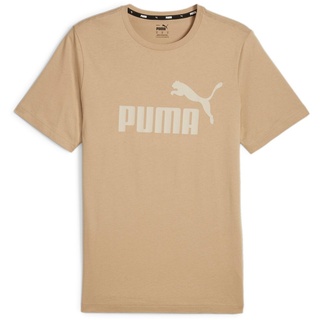 PUMA Herren T-Shirt - ESS Logo Tee, Rundhals, Baumwolle, uni Beige (Prairie Tan) L