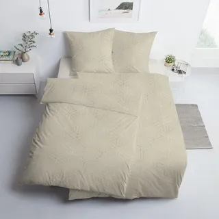ESTELLA Mako-Satin Bettwäsche 135x200 Luan ecrue Uni Waben Rauten 7919-220