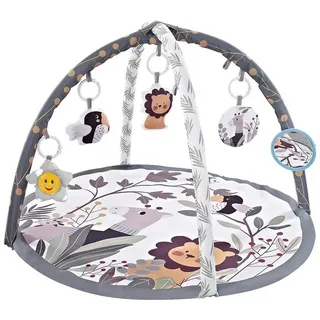 Chipolino Spielbogen Tiere, Musikfunktion, 5 Hängespielzeuge, Krabbeldecke grau