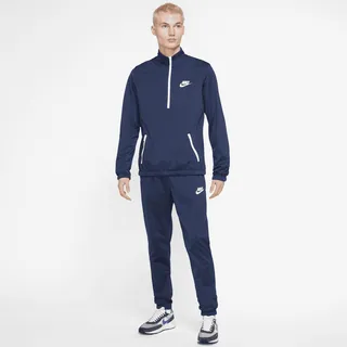 Trainingsanzug NIKE SPORTSWEAR "Sport Essentials Men's Poly-Knit Track Suit" Gr. L, blau (midnight navy, white) Herren Sportanzüge Trainingsanzüge