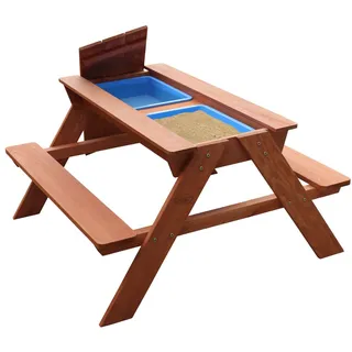 AXI Dave Kinder Sand & Wasser Picknicktisch aus Holz | Wasserspieltisch & Sandtisch mit Deckel und Behältern | Kindertisch / Matschtisch in Braun ...