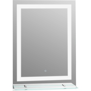 kleankin LED Badspiegel 22W Badezimmerspiegel mit Glas-Ablage Beleuchtung Wandspiegel mit Touch-Schalter 70x50cm