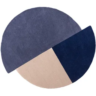 KADIMA DESIGN Hallein Wollteppich Ø 150 cm Blau/Beige