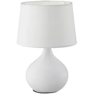 lightling Tischlampe Beate mit Keramikfuß und Schirm aus Stoff in Weiß, Nachttischlampe, Tischleuchte, Fuß aus Keramik, exkl. 1 x E14 max. 40W, Höhe: 29cm, Ø 20cm