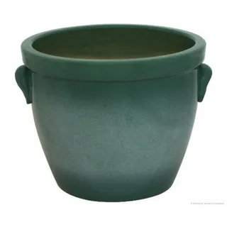 KERAZO Keramik Pflanzkübel Blumentopf Pflanztopf Frostfest 28x20cm grün-geflammt