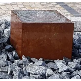 Brunnenquader 30/30/30 cm Roststahl Cortenstahl Gartenbrunnen Quader Würfel ohne Becken